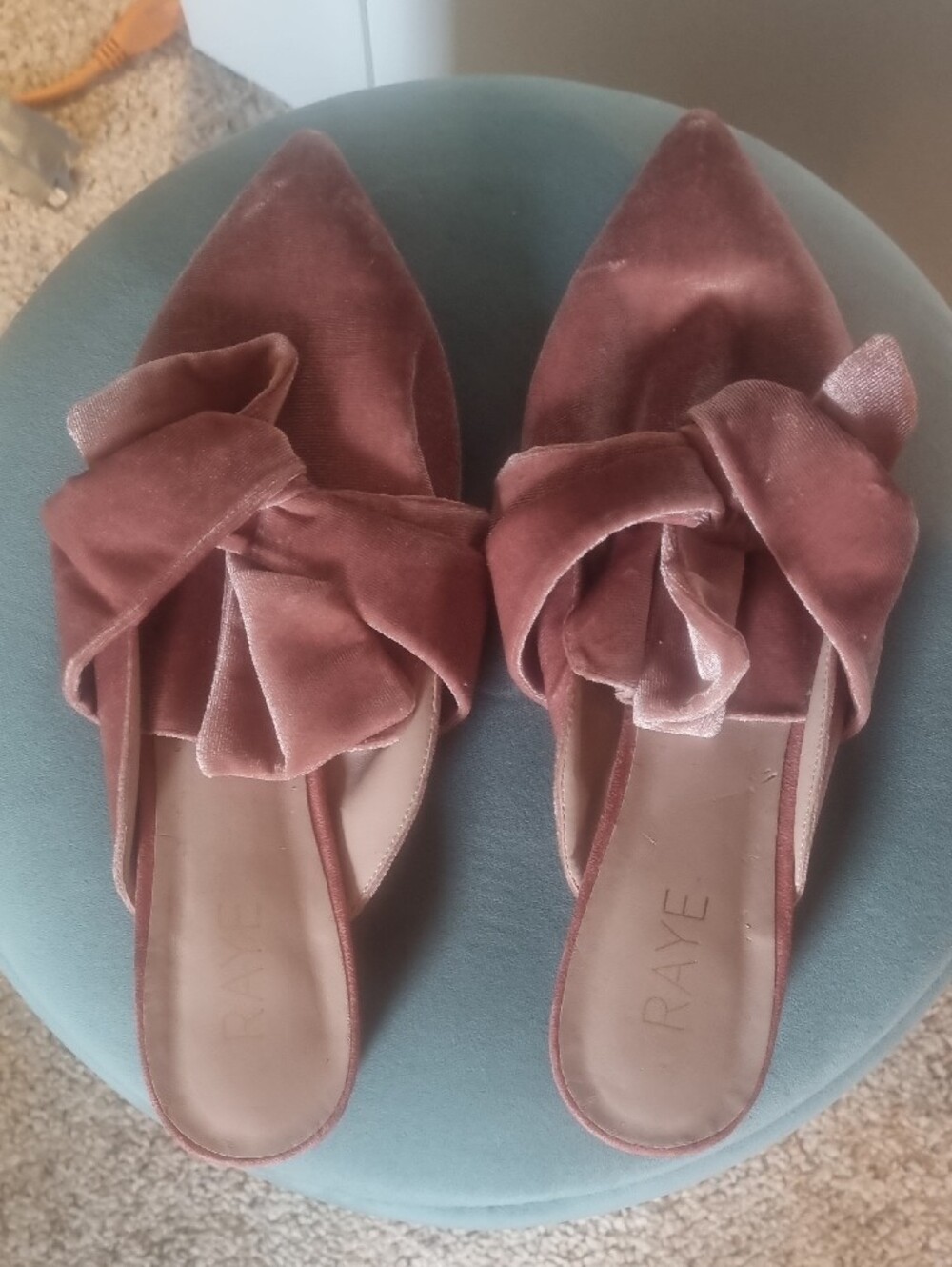 Raye Velvet pink bow mules size 9.5 - Picture 4 of 6